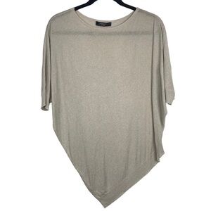 MAX MARA Metallic Dolman Sleeve Asymmetrical Lightweight Sparkly Sweater